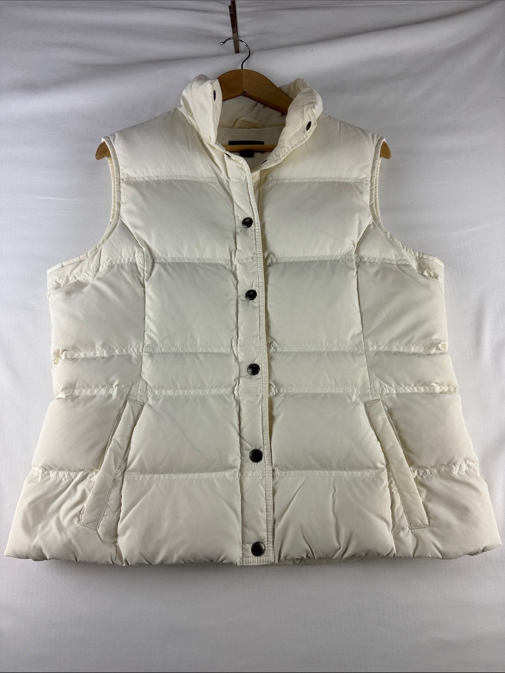 Lands' End White Down Puffer Vest Women's Small 80% Down Feather Fill